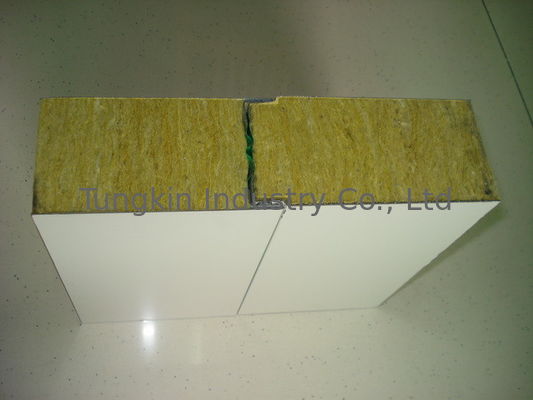 แผ่นฉนวนกันความร้อน Rockwood สีเหลือง 100 มม. ทนต่อแผงเหล็ก Sandwich Panel